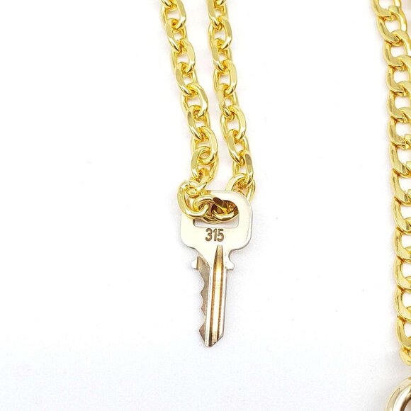 100% Auth Louis Vuitton Lock & Key w/ 18k Gold Plated Chain Necklace - Picture 6 of 11